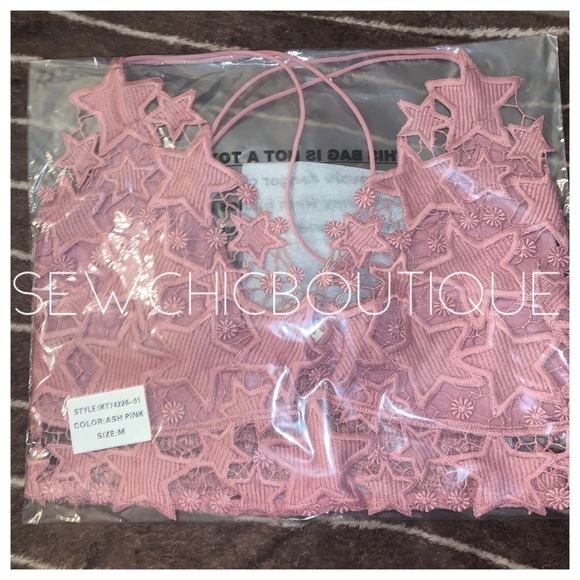 Star Shape Crochet Mesh Lace Bralette AshPink - Picture 4 of 6